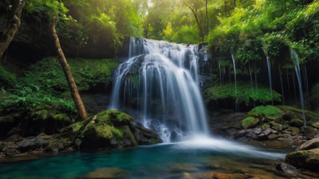 Beautiful waterfall in deep forest at Doi Inthanon National Park, Thailand