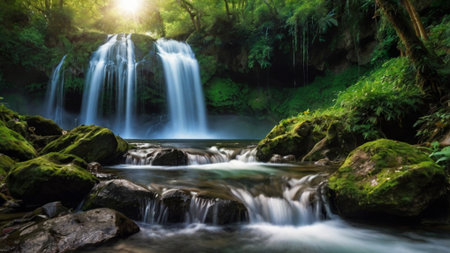 Beautiful waterfall in deep rainforest. Waterfall in deep rainforest.