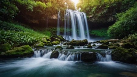 Beautiful waterfall in the forest. Beautiful waterfall in the forest.の写真素材
