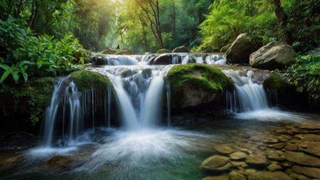 Beautiful waterfall in the rainforest. Beautiful landscape of waterfall in the rainforest.
