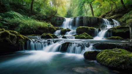 Beautiful waterfall in deep forest,Thailand. Long exposure.