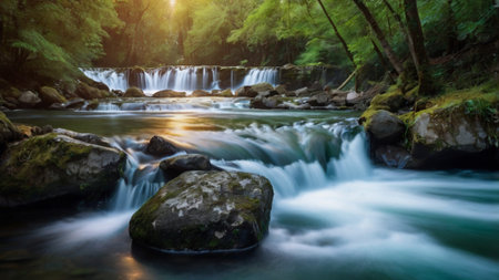 Beautiful waterfall in the forest, Thailand. Long exposure shot.