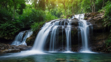 Beautiful waterfall in the forest,Tropical waterfall in Thailand