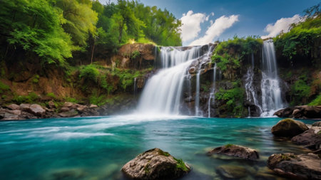 Waterfall in Plitvice Lakes National Park (Croatia)の写真素材