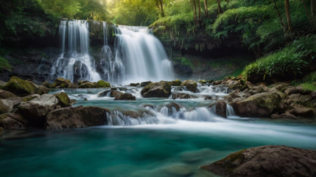 Waterfall in deep forest at Kanchanaburi province, Thailand