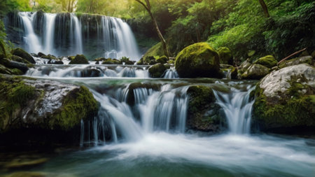 Waterfall in deep forest, Thailand. Waterfall in deep forest.の写真素材