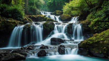 Beautiful waterfall in the forest. Waterfall in the forest.の写真素材