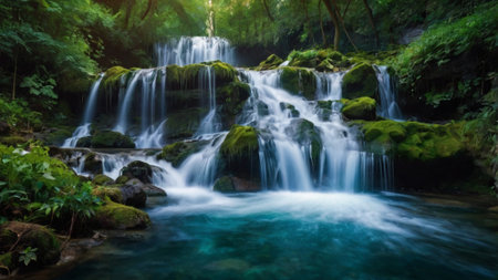beautiful waterfall in the forest at thailand, long exposure.