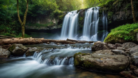 Beautiful waterfall in the forest of Thailand. Waterfall in Thailand.