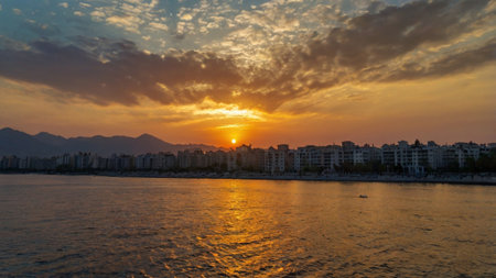 Sunset at the seasideの写真素材