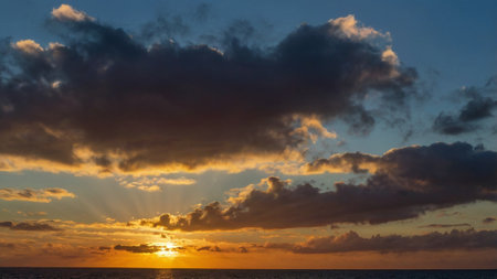Sunset over the Atlantic Ocean in Tenerife Canary Islands Spain