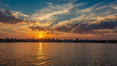 Sunset over the city of St. Petersburg, Russia. Panoramaの写真素材