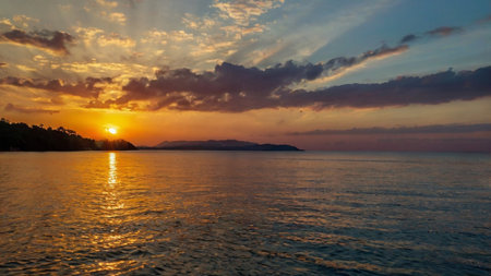 Sunset over the sea, Koh Lipe, Satun, Thailandの写真素材