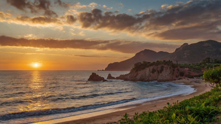 Sunset on the beachの写真素材