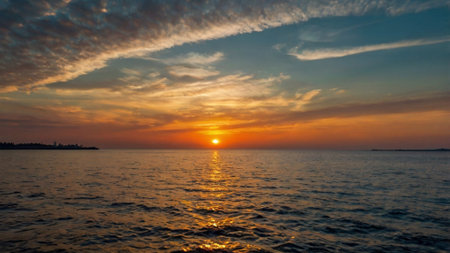 Beautiful sunset over the sea. Sunset over the sea. Beautiful sunset over the sea.の写真素材