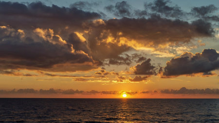 Sunset over the sea in the tropics. Sunset over the ocean.の写真素材