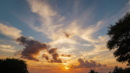 Beautiful sky with cloud at sunset background.Sky with clouds at sunset.の写真素材