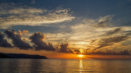 Beautiful sunset over the sea in the tropics. Landscape.の写真素材