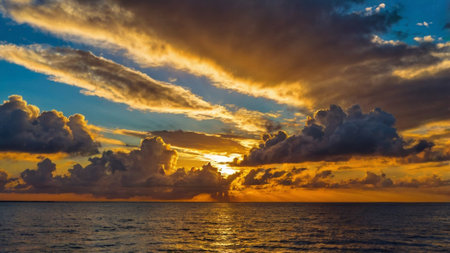 Beautiful cloudscape over the sea at sunset. Nature composition.の写真素材