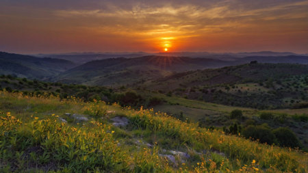 Sunset in the mountains of the Crimea. Ukraine. Ukraine.の写真素材