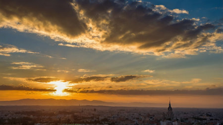 Sunset over the city of Istanbul, Turkey. View from the Galata Tower.の写真素材