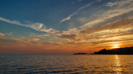 Sunset on the sea. Beautiful landscape of sunset on the sea.の写真素材