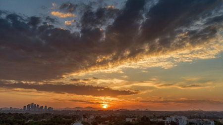 Sunset over the city. Beautiful sunset over the city.の写真素材