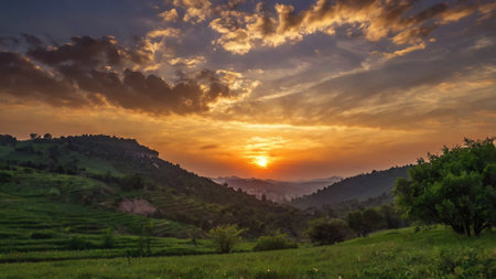 Rice terraces at sunset, Chiangmai, Thailand