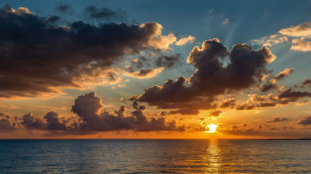 Beautiful sunset over the sea in the tropics. Landscape.