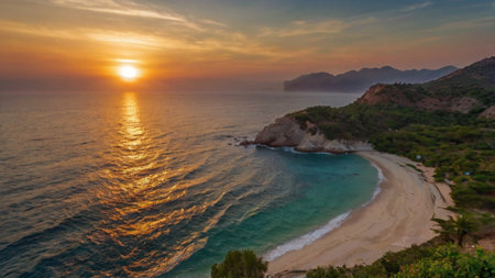 Beautiful sunset over the sea. Crimea, Ukraine. Panoramaの写真素材