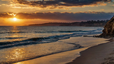 Sunset on the beachの写真素材