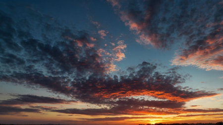 Cloudscape, Colored Clouds at Sunset near the Ocean, in a Tropical Climate