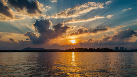 Sunset over the sea with dramatic sky and cloud, Thailand.の写真素材