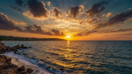 Sunset over the sea. Beautiful seascape. Sunset over the sea.