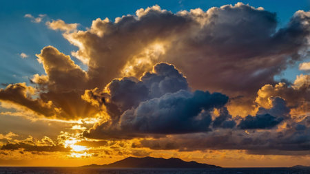 Sunset over the Atlantic Ocean in Tenerife Canary Islands Spainの写真素材