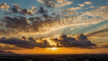 Sunset over the city of Las Palmas, Gran Canariaの写真素材