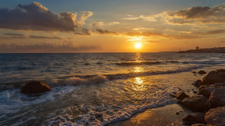 Sunset over the sea. Beautiful sunset over the sea. Sunset over the sea.