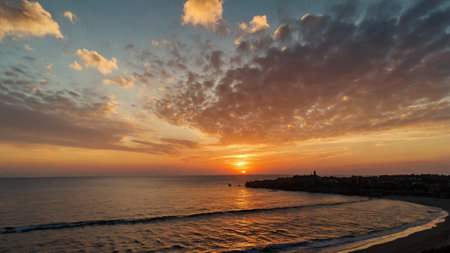 Sunset over the sea in Torrevieja, Alicante, Spainの写真素材