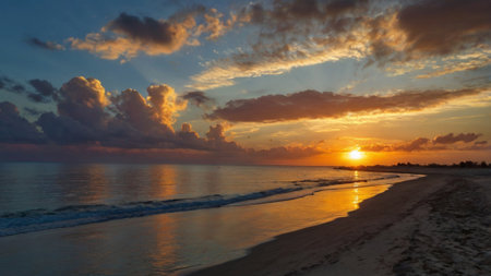 Beautiful sunset on the beach in Cayo Largo, Cubaの写真素材