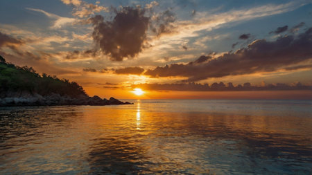Sunset on the beach of the island of Koh Samui, Thailandの写真素材