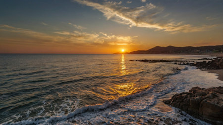 Sunset on the beach of Cabo de Gata, Spain