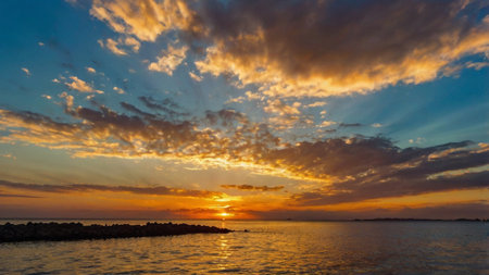 Sunset on the Adriatic Sea in Croatia, Europe.の写真素材
