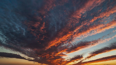 Cloudscape, Colored Clouds at Sunset near the Ocean, Backgroundの写真素材