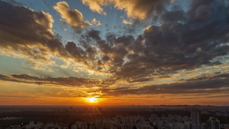 Sunset over the city of Seoul, South Korea. Panoramaの写真素材