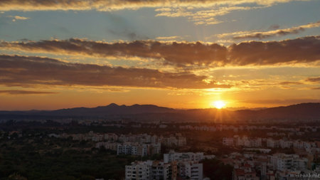 Sunset over the city of Palermo, Sicily, Italyの写真素材