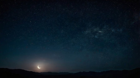 Night sky with stars and moon.の写真素材