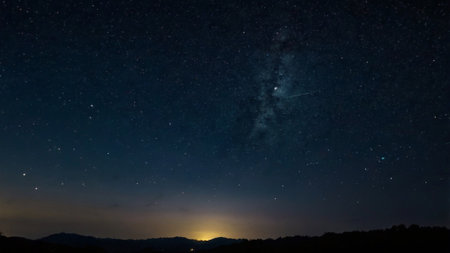 Milky way and stars in the night sky. Long exposure photograph.の写真素材