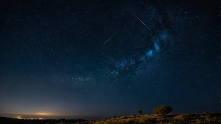 Milky way in the night starry sky. Long exposure photograph.