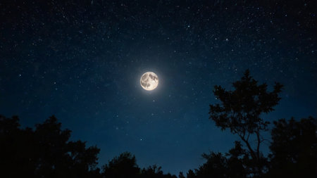 Night sky with stars and the moon. The starry sky.
