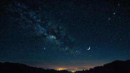 Night sky with stars and milky way. Night sky with stars and moon